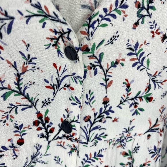 Sezane Floral Print Blouse - White and Blue - Picture 3 of 8